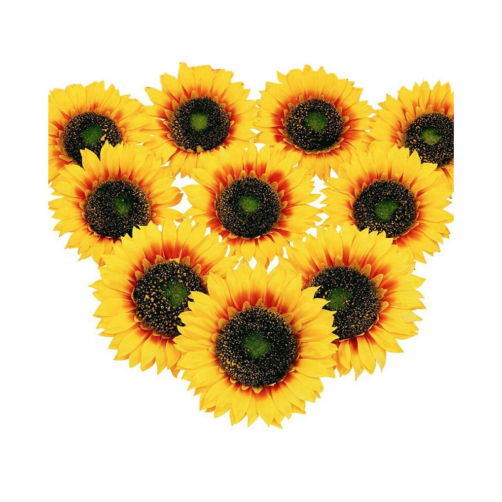 10Pcs Artificial Sunflower Heads Silk Sunflowers Heads Arrangements For Party Wedding Sunflowers Decor 5.5 Inch Brown/Yellow 4712511036565