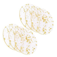 Gold Foil Acrylic Coasters Set of 6 for Drinks Nordic Style Tea Coaster Coffee Cup Insulation Pad for Bowls,9.5cm