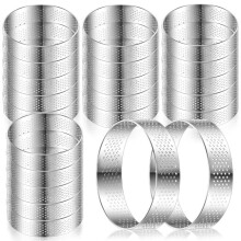 20Pcs Perforated Tart Rings Round Tart Ring Stainless Steel Tart Rings for Dessert Mousse Home Food Making Tool