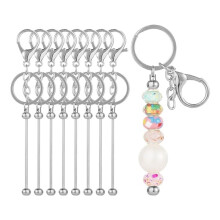 8Pcs Beadable Keychain Bars Beadable Blanks DIY Bead Bar Keychain Kit DIY Keychain Accessories for Women Men DIY C