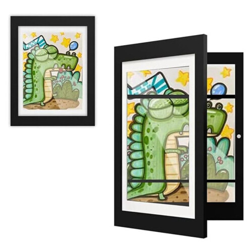 Kids Art Frames, 2 Pack Kids Artwork Frames Changeable, Artwork Display Storage A4 Picture Frames Front-Opening, Frames 1