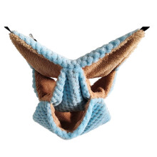 Hamac pour Petits Animaux, Furet Sugar Glider Triple Lit Superposé Cage Chaude en Peluche Hamac Suspendu Cachette pour Hamster Bleu