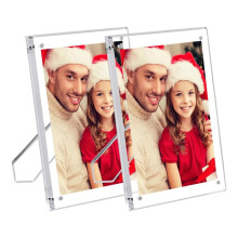 2 Paquets de Cadres Photo en Acrylique de 5 X 7 Pouces avec Support, Cadre Photo MagnéTique Transparent, Cadre Photo de Table Sans Cadre