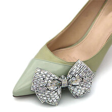2 StüCk Abnehmbare Schuhclips mit Glitzernder Schleife für Damen, Abnehmbare Schuhschnallen, Dekoratives SchuhzubehöR für Hochzeit, Party, C