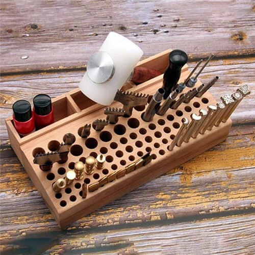 Leather Tools 98-Hole Slotted Beech Tool Rack Leather Leather Carving Punch Diamond Cut Storage Tools DIY Tools 1