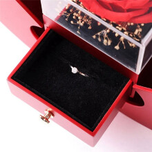 -Shape Jewelry Case for Chinese Valentine's Day, Drawer Proposal Ring Box, Eternal Flower Birthday Gift