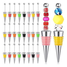 24 Pcs Beadable Wine Stoppers for Wine Bottles Wine Saver Bottle Stopper for Beverage Gifts Holiday Party Wedding Bar
