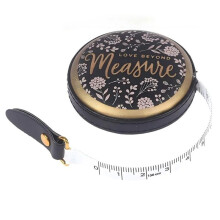 Vintage Style 5 Foot Portable Telescopic Tape Measure - Faux Leather with Floral Design, Great for Sewing 1 Pack