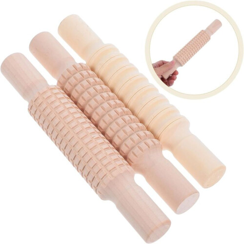 3Pcs Pottery Texture Rollers Clay and Dough Rolling Tools for Home and School  Classes