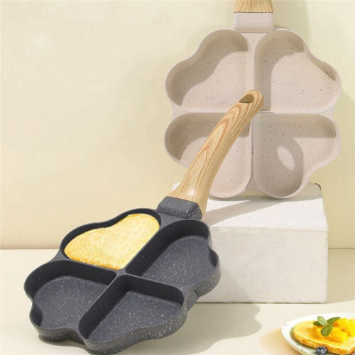 Hartvormige Eierpan  Eierknoedelpan Hamburger Steak 4 Roosters Ontbijtpan, Wit 2