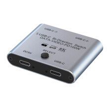 Splitter para 2 Computadores, KVM USB C Bidirecional 1 Entrada 2 Saídas para Transferência de Vídeo 8K@60Hz/4K@144Hz 10Gbps