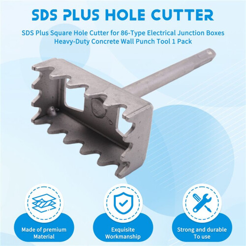 SDS  Square Hole Cutter for 86-Type Electrical Junction Boxes, Heavy-Duty Concrete Wall Punch Tool 1 Pack 1