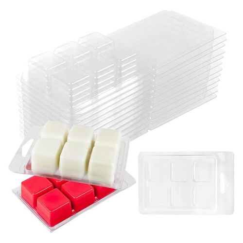 30pcs Wax Melt Container Clamshell Packaging Mold Box for Plastic Clear Empty Wax Candle Melt Tart Packaging Container