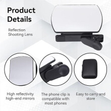 Kit de Clips de Réflexion Miroir pour Capturer des Reflets Époustouflants Instantanément. Angle Réglable. Smartphone avec Télécommande.