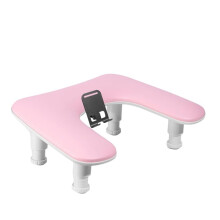 Apoio de Braço para Manicure, Apoio de Braço para Unhas com Suporte Giratório para Celular, Altura Ajustável em Formato de U, Rosa