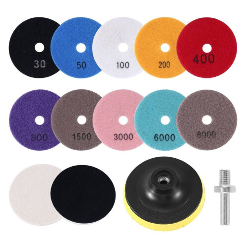 Almofadas de Polimento de Diamante 10 PeçAs 4 Polegadas 10 Pacotes 3/8 Polegadas-11 Almofada de Apoio Kit de Polimento de Granito Kit de Polimento de