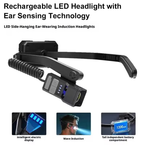 Sensor Headlamp Hand Wave Control Ultra Light-Weight Adjustable Brightness LED  Torch for Camping Running 2