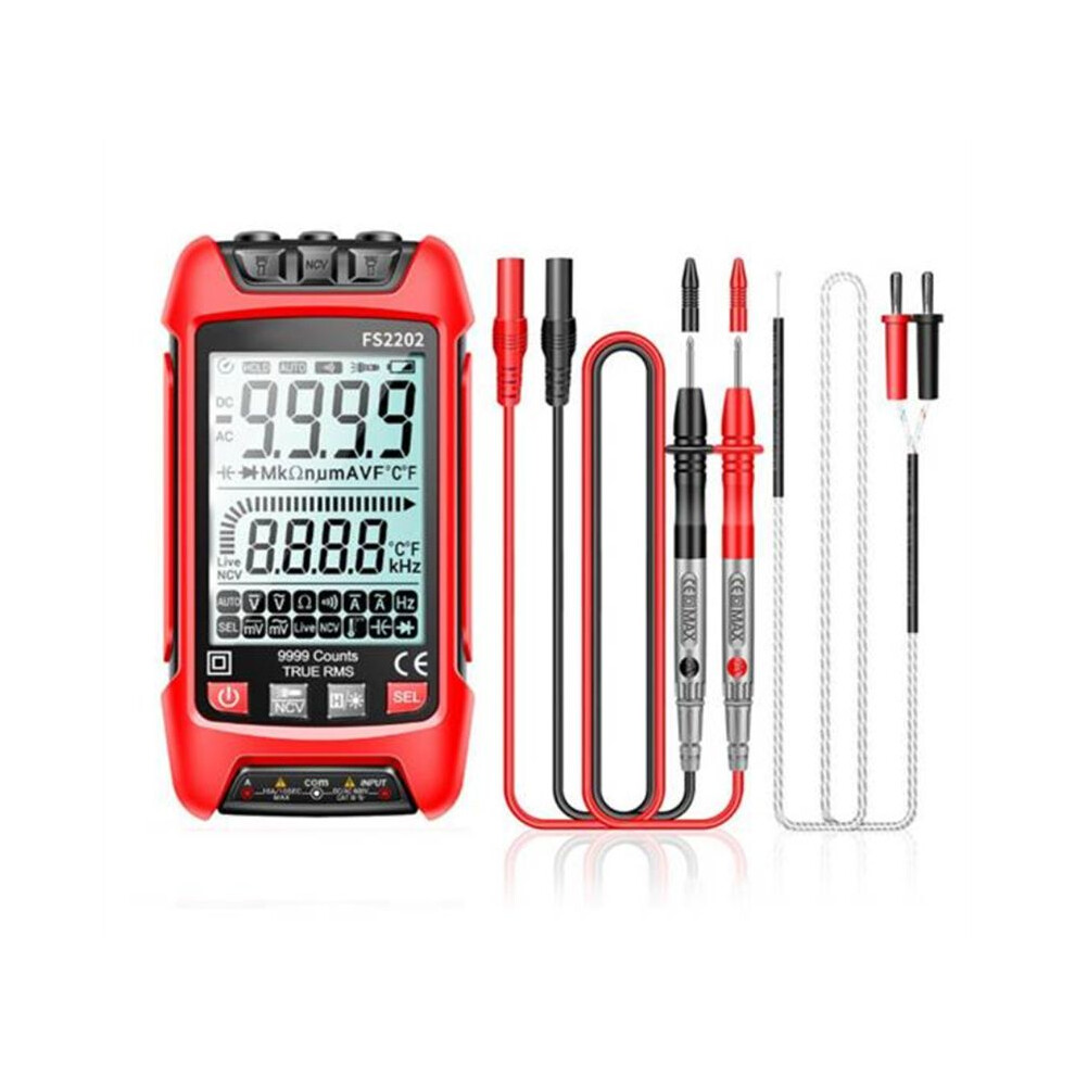 Fs2202 Auto Range Multimeter 9999 Counts Trms Ac Voltmeter Amp Ncv Resistance Capacitance Transistor Tester Red 4711580866967