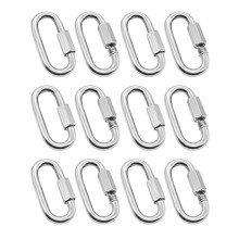 12 Pack Quick Link 5/32 Inch Heavy Duty Carabiner D Shape Chain for Camping Hiking Outdoor Equipment Locking