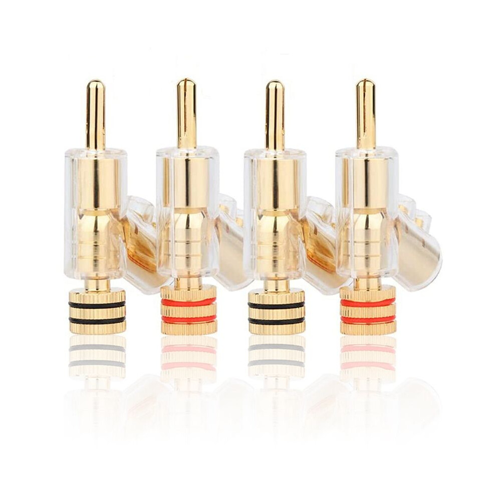 4 Pcs Hifi Plated Lockable Speaker Cable Banana Plug Connector Audio Amplifier Speaker Wire Connector Gold 6031470019593