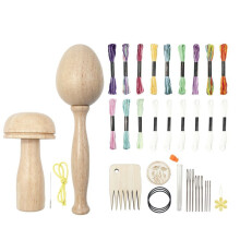 2 PeçAs Kit de Suprimentos para Cerzir Ovo de Cerzir para Meias Cogumelo para Cerzir Suprimentos de Cerzir de Madeira com Agulhas de Costura para Os