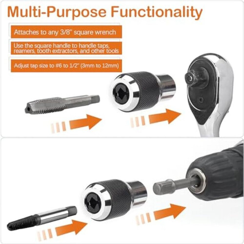 2PCS Tap Socket Set, Extraction Tool with Adjustable , Suitable for Taps, Reamers, Screw Extractors 1