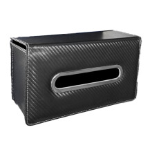 Car Tissue Box Leather Hanging Bag Back Armrest Storage Box Backseat Tissue Case Fix Strap Interior Accessories B