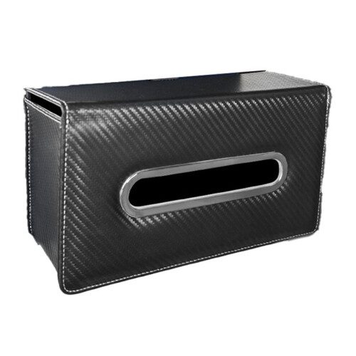 Car Tissue Box Leather Hanging Bag  Back Armrest Storage Box Backseat Tissue Case Fix Strap Interior Accessories B