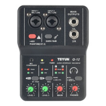 TEYUN Q12 Computer Recording Sound Card 16Bit/48KHZ Portable Sound Card Mixer for Guitar Home Studio Music Pro Q12