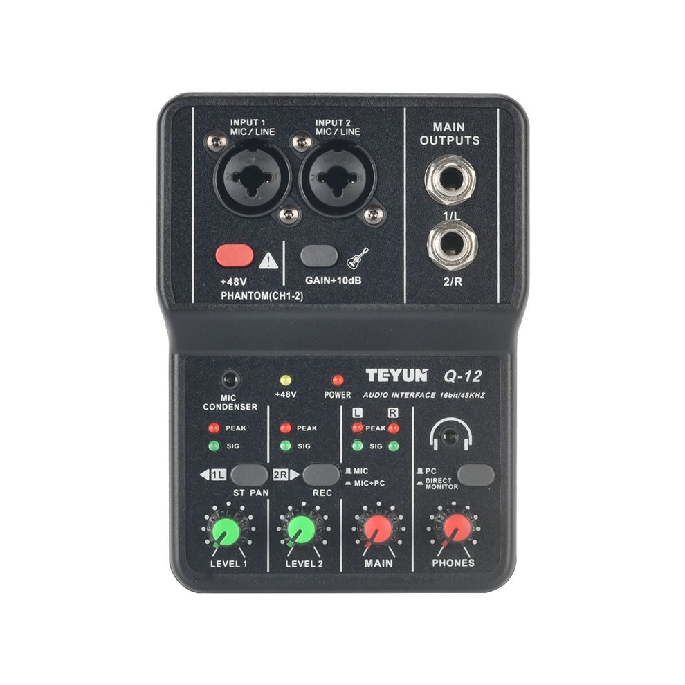 Teyun Q12 Computer Recording Sound Card 16Bit/48Khz Portable Sound Card Mixer For Guitar Home Studio Music Pro Q12 6034203259846