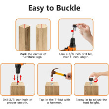 20Pcs Adjustable Furniture Levelers with Floor Protectors,3/8in Heavy Duty Leveling Feet with Rubber Pads, Leg Levelers