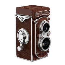 Retro Camera Dual Lens Design Infrared Night Vision Function Manual Joystick Operation HD Nostalgic Portable Brown