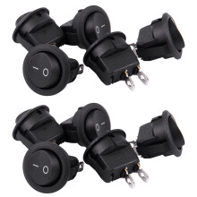 10Pcs SPST Black Button /Off Round Rocker  AC 6A/250V 10A/125V