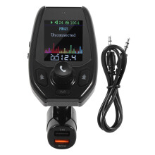 FM-Transmitter fürs Auto mit kabelloser Bluetooth-Funktion, Freisprechfunktion, Sprachsteuerung, LCD-Display, Bassverstärkung, Hi-Fi-Klangqualität