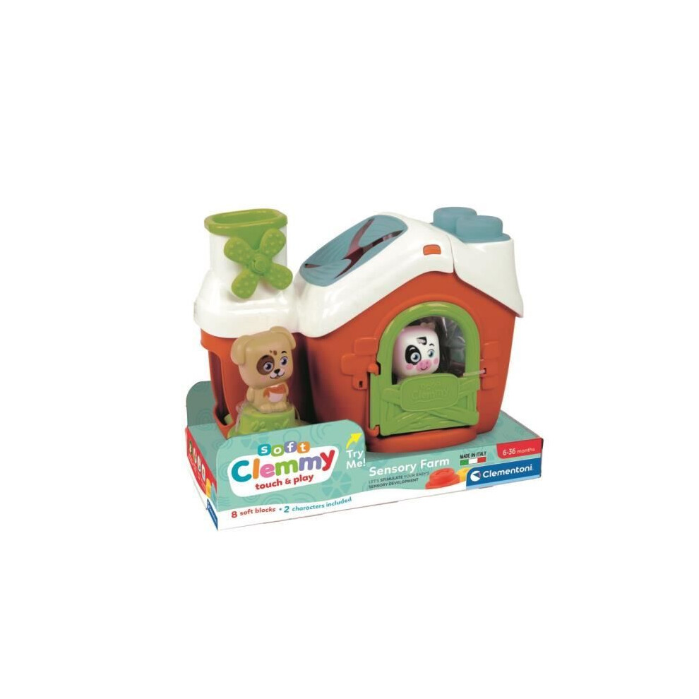 Clementoni Sensory Farm, Clemmy Soft Blocks For 6 Months, Building Bricks Washable, Construction Kids, Early Development & Activity Toys, Made In Italy,