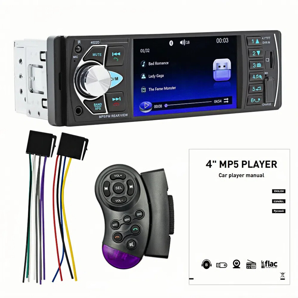 Bluetooth Car Stereo With 4.1 Inch Ips Touch Screen, Media Playback And Mirror Link Function Enabled Receiver, Hands-Free Calling Single Din Audio 9437117379841