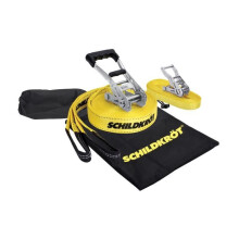 Slackline - SCHILDKROT - 15 m de comprimento x 5 cm de largura - Catraca de metal - Cinta de aprendizagem incluída - Max 150 kg