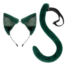 Cat Ears and Tail Set Cosplay Cat Long Tail for Masquerade Carnival Bi