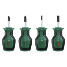 Bosch Set of 4 Short Screwdrivers (compact for screwing in tight spaces; magnetic tip)