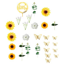 28 Pieces Sunflower Cake Topper Cake Decorations for Carnival Party Bi
