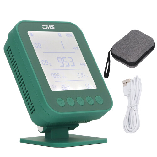6-in-1CO/CO2Monitor with Altitude, Pressure, Temp &