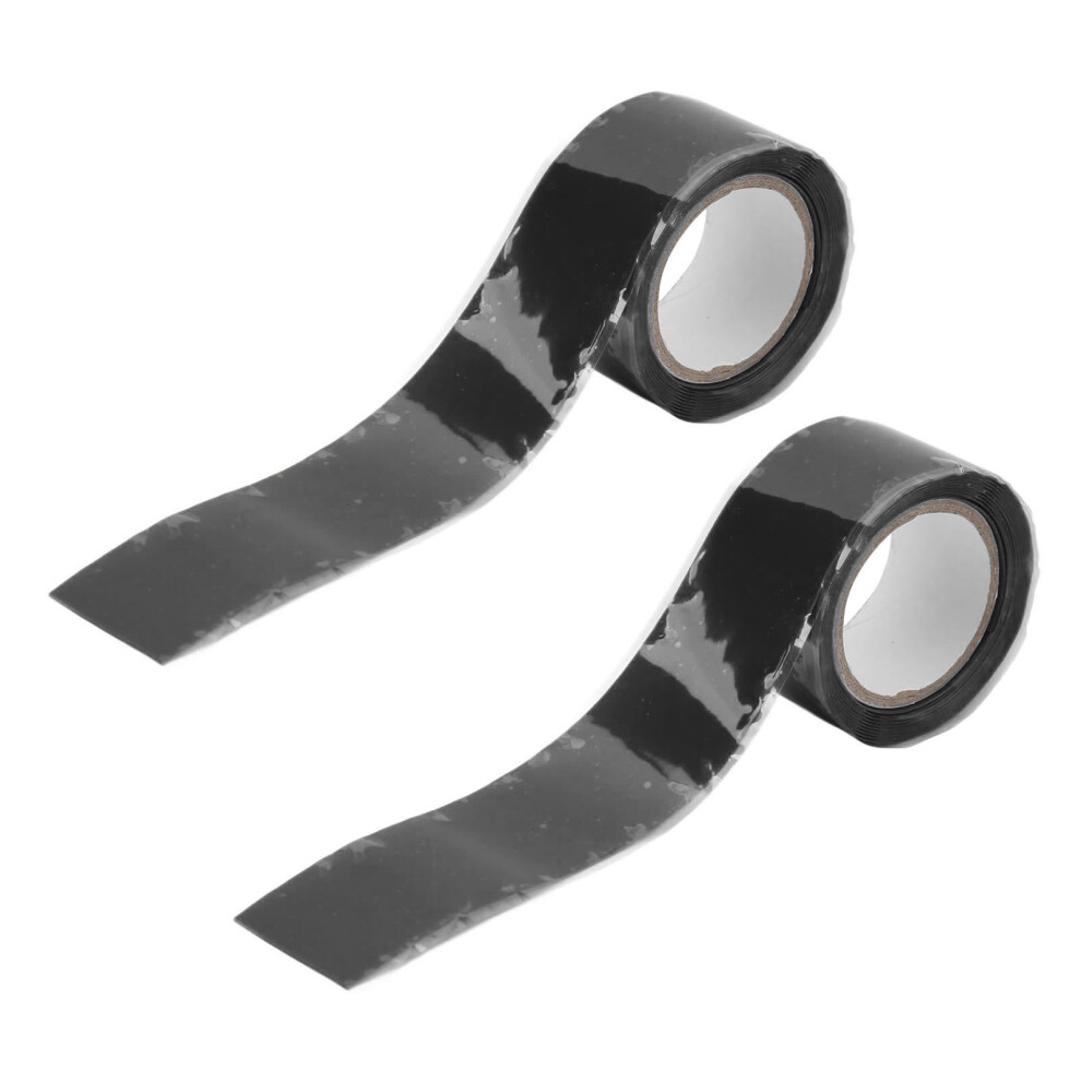 Self Fusing Silicone Waterproof Tape 2Pcs For Leak Repair Hose & Pipe Black 9451373716592