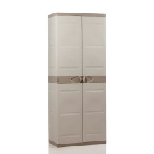 TITANIUM PLASTIKEN Schrank 2 Türen mit Regalen und Kleiderstange l70 x p44 x h176 cm Beige und Taupe Reihe TITANIUM Innen/Außen