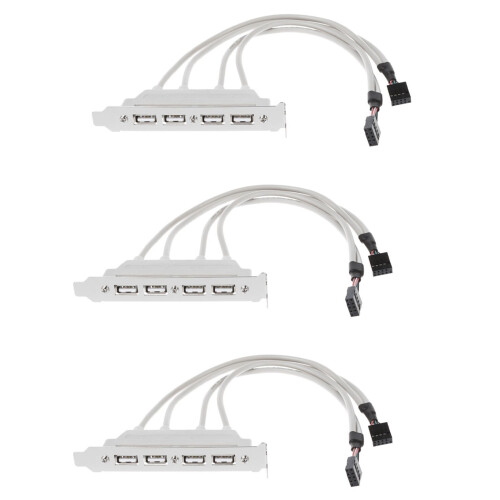 3X Mainboard-USB-Kabeladapter (4 x USB 2.0 Auf 9-Adrigen Stecker) Weiss