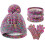 Conjunto infantil de gorro, luvas e cachecol de inverno, com pompom e protetor de pescoço em tricô. 1