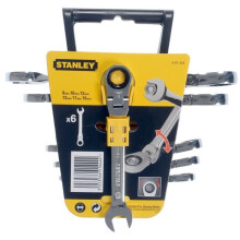 Stanley 4-91-444 Combination Spanner with Ratchet Swivelling Silver Set of 6 Pieces