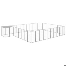 Chenil exterior caixa cercado parque animais cão prateado 25,41 m² aço 02_0000259