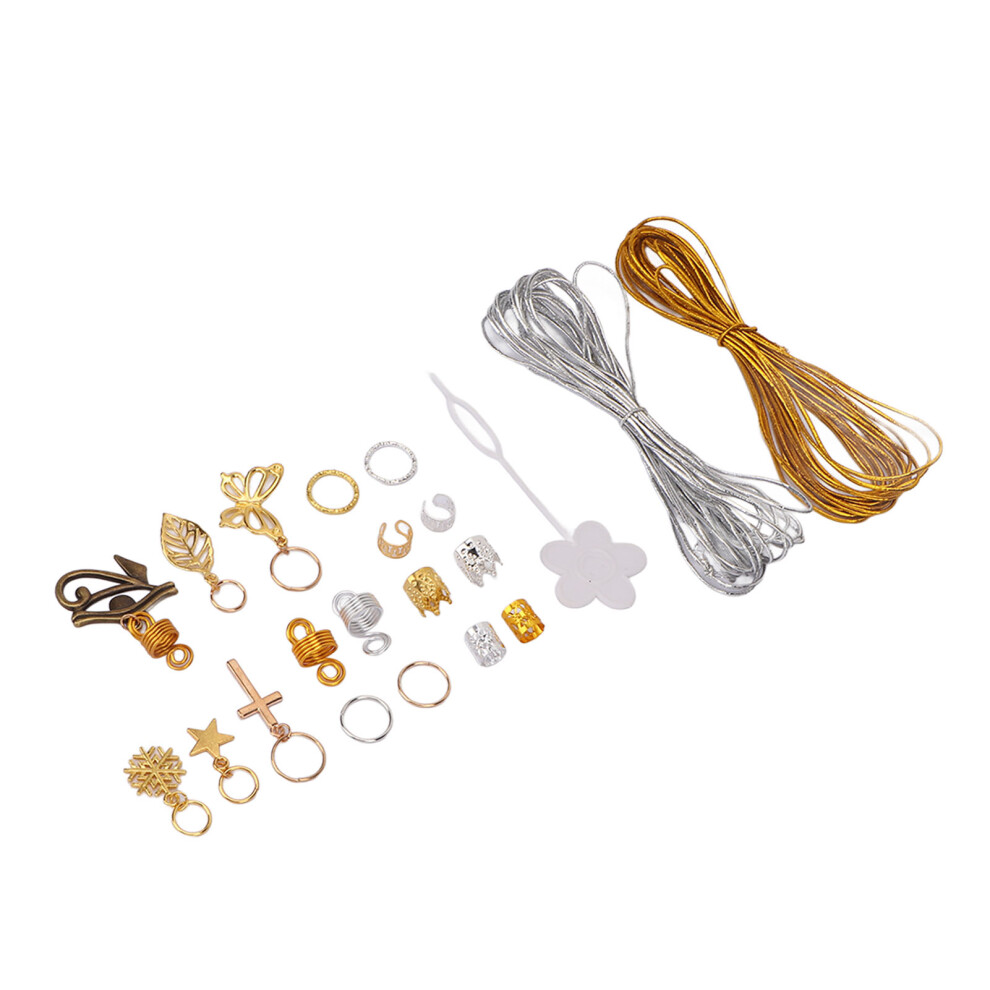Unisex Gold/Silver 300Pcs Dreadlocks Jewelry Hair Bead Pendants, Thread Accessories