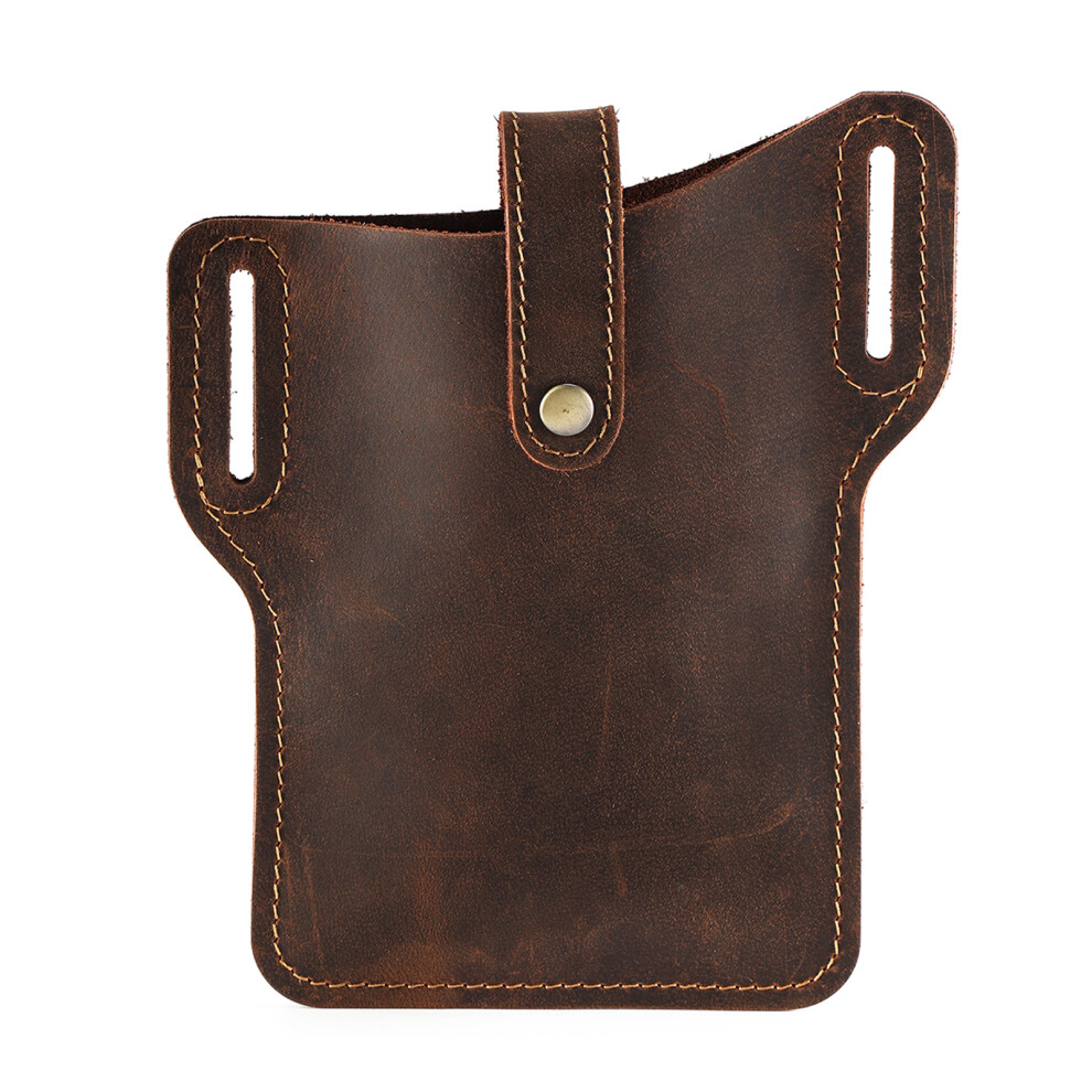 Handmade Leather Phone Holster For Belt, Premium Leather Case Sheath With Secure Flip Closure For Universal Cell Phones, In Coffee, Brown, Black (17X1 Black,Brown 9463374706984