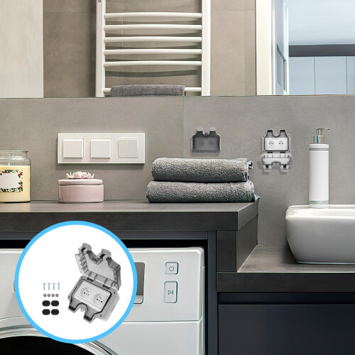 1Ensemble Boîte Protectrice Étanche ABS Pour Prises Double 2